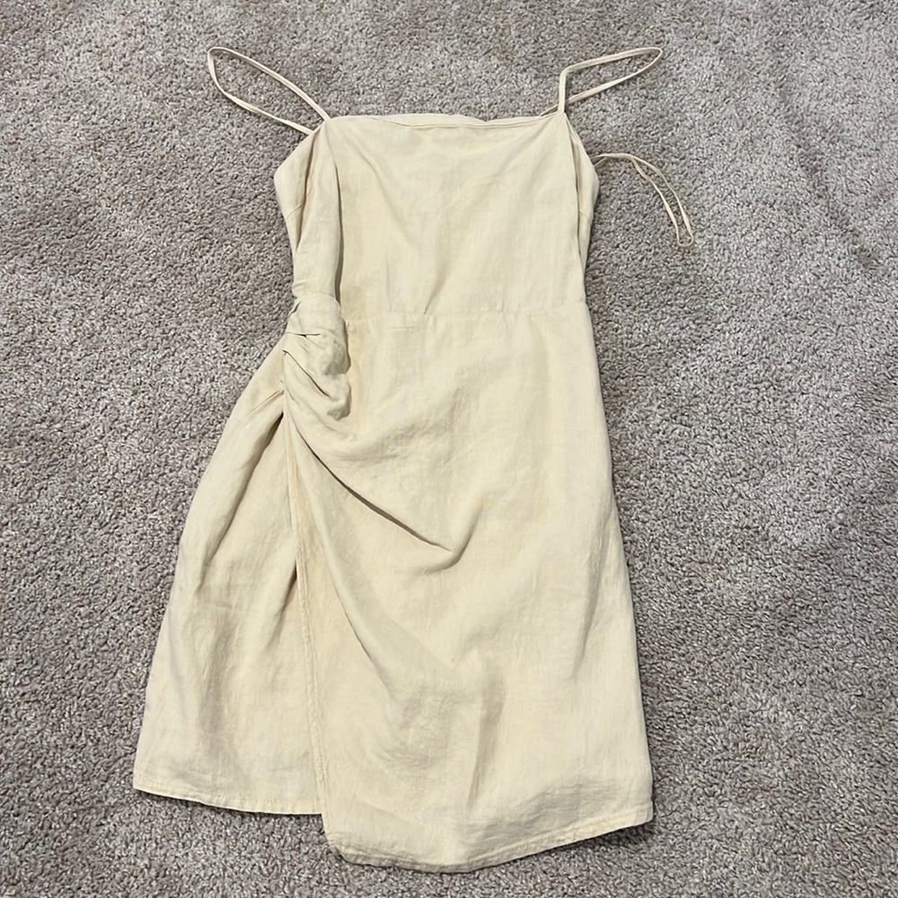 Zara Draped Mini Dress Linen